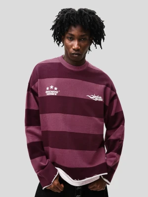 Bershka Bluza Z Dzianiny Dresowej Z Nadrukiem Mężczyzna Fioletowy