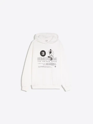 Bershka Bluza Z Kapturem Eminem Kobieta Biały Złamany