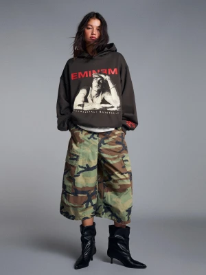 Bershka Bluza Z Kapturem Eminem Kobieta Czarny