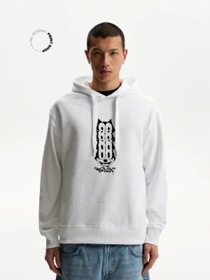 Bershka Bluza Z Kapturem Felix The Cat Mężczyzna Biały