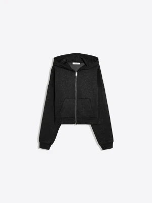 Bershka Bluza Z Kapturem I Błyszczącymi Elementami Kobieta Czarny