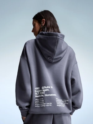 Bershka Bluza Z Kapturem I Nadrukiem Kobieta Ciemnoszary