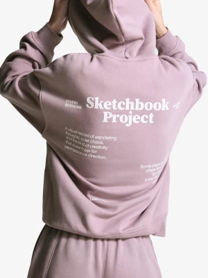 Bershka Bluza Z Kapturem I Nadrukiem Kobieta Fioletowy