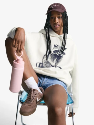 Bershka Bluza Z Kapturem I Nadrukiem Kobieta Kremowy