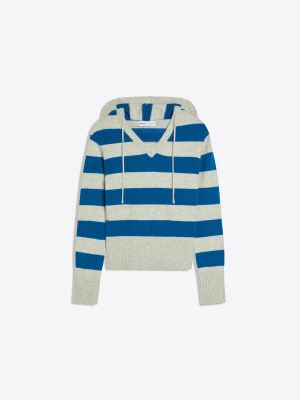 Bershka Bluza Z Kapturem I Nadrukiem Kobieta Niebieski