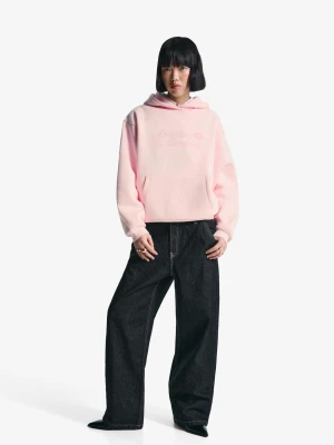 Bershka Bluza Z Kapturem I Nadrukiem Kobieta Różowy