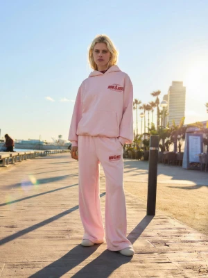 Bershka Bluza Z Kapturem I Nadrukiem Kobieta Różowy