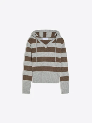 Bershka Bluza Z Kapturem I Nadrukiem Kobieta Szary