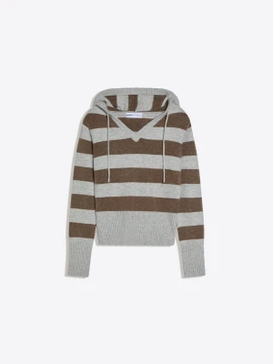 Bershka Bluza Z Kapturem I Nadrukiem Kobieta Szary