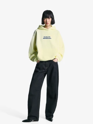 Bershka Bluza Z Kapturem I Nadrukiem Kobieta Żółty