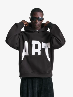 Bershka Bluza Z Kapturem I Nadrukiem Mężczyzna Czarny