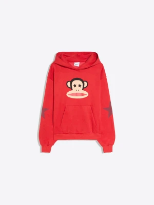 Bershka Bluza Z Kapturem I Nadrukiem Paul Frank Kobieta Czerwony