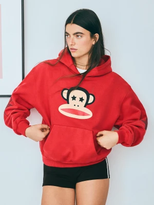 Bershka Bluza Z Kapturem I Nadrukiem Paul Frank Kobieta Czerwony