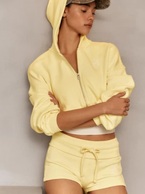 Bershka Bluza Z Kapturem I Suwakiem Kobieta Banan