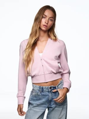 Bershka Bluza Z Kapturem I Suwakiem Kobieta Różowy