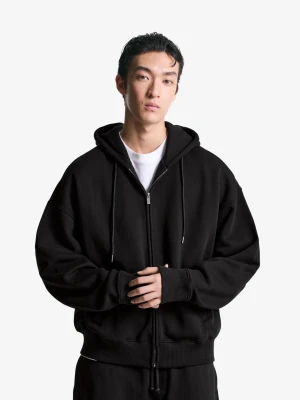 Bershka Bluza Z Kapturem I Suwakiem Mężczyzna Czarny