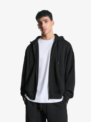 Bershka Bluza Z Kapturem I Suwakiem Mężczyzna Czarny