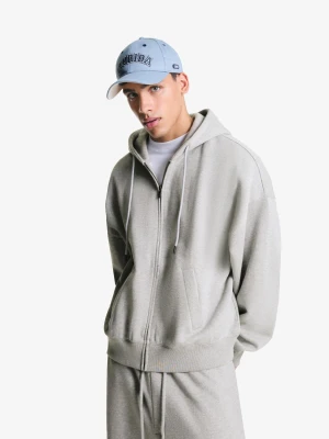 Bershka Bluza Z Kapturem I Suwakiem Mężczyzna Szary