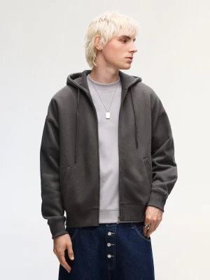 Bershka Bluza Z Kapturem I Suwakiem Mężczyzna Szary