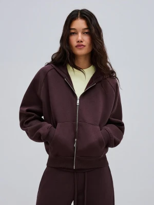 Bershka Bluza Z Kapturem I Suwakiem Z Dzianiny Dresowej Kobieta Fioletowy