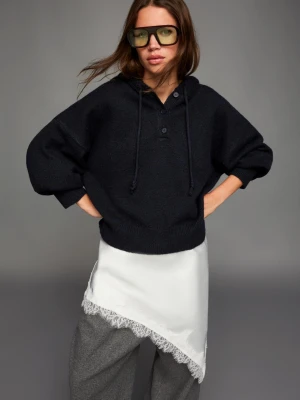 Bershka Bluza Z Kapturem Kobieta Niebieski