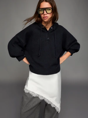 Bershka Bluza Z Kapturem Kobieta Niebieski