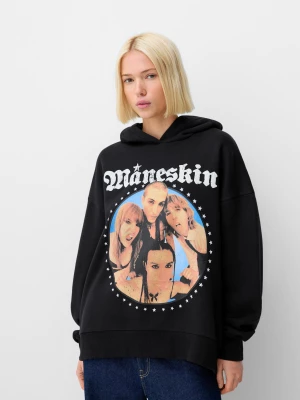 Bershka Bluza Z Kapturem Måneskin Kobieta Czarny