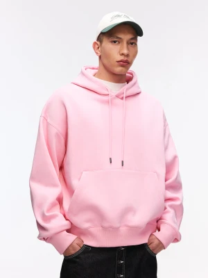 Bershka Bluza Z Kapturem Mężczyzna Różowy