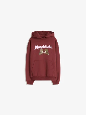 Bershka Bluza Z Kapturem Monchhichi Kobieta Czerwony