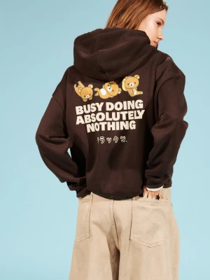 Bershka Bluza Z Kapturem Rilakkuma Z Nadrukiem Kobieta Brązowy