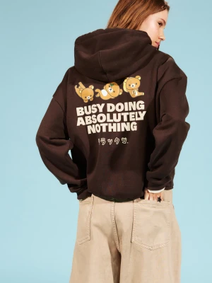 Bershka Bluza Z Kapturem Rilakkuma Z Nadrukiem Kobieta Brązowy
