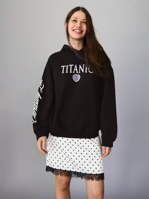 Bershka Bluza Z Kapturem Titanic Z Nadrukiem Kobieta Czarny