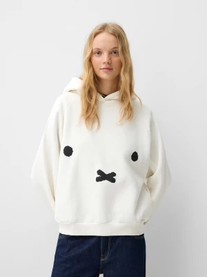 Bershka Bluza Z Kapturem Z Uszami Miffy Kobieta Biały Złamany