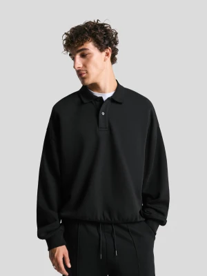 Bershka Bluza Z Kołnierzykiem Polo Mężczyzna Czarny