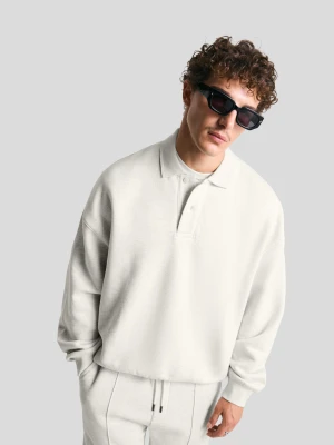 Bershka Bluza Z Kołnierzykiem Polo Mężczyzna Szary