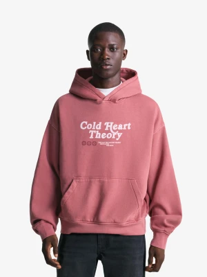 Bershka Bluza Z Nadrukiem Z Efektem Prania Mężczyzna Koralowy