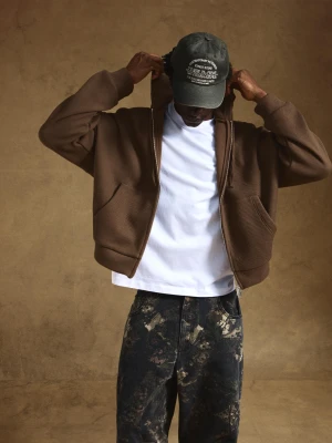 Bershka Bluza Z Suwakiem Typu Gofr Mężczyzna Brązowy