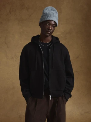 Bershka Bluza Z Suwakiem Typu Gofr Mężczyzna Czarny