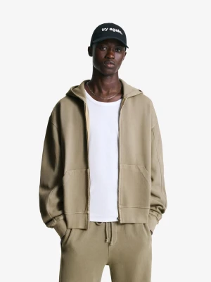 Bershka Bluza Z Zamkiem Błyskawicznym Z Piki Z Efektem Sprania Mężczyzna Popielaty