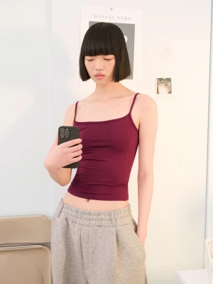 Bershka Bluzka Na Ramiączkach Kobieta Bordowy