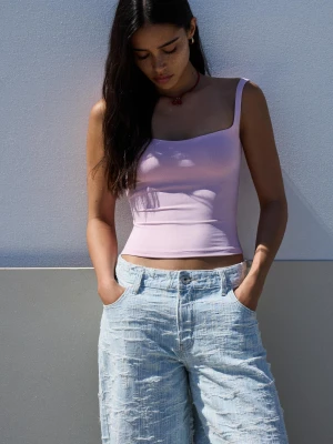 Bershka Bluzka Na Ramiączkach Kobieta Różowy