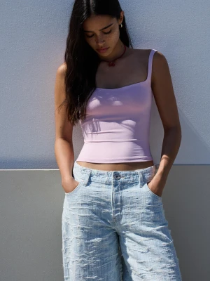 Bershka Bluzka Na Ramiączkach Kobieta Różowy