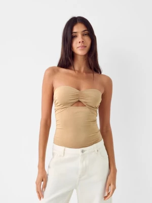 Bershka Body Bez Ramiączek, Z Wycięciem Kobieta Różowy