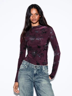 Bershka Body I Długi Rękaw Kobieta Fioletowy