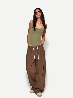 Bershka Body Na Ramiączkach Kobieta Khaki