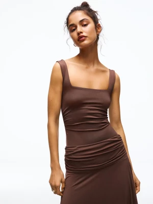 Bershka Body Na Ramiączkach Z Kwadratowym Dekoltem Kobieta Brązowy
