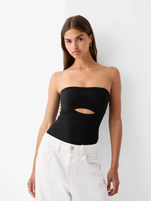 Bershka Body Typu Bandeau Z Wycięciem Kobieta Czarny