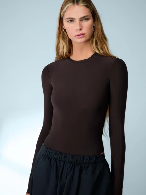 Bershka Body Z Długim Rękawem Kobieta Brązowy