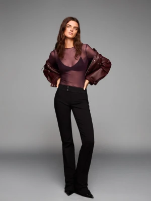 Bershka Body Z Długim Rękawem Z Tiulu Kobieta Fioletowy