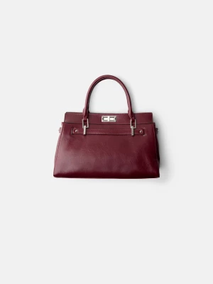 Bershka Bordowa Torba Shopper Kobieta Bordowy